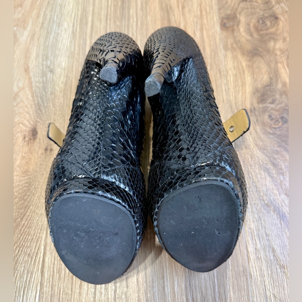 Massimo Dogama Black Python-Embossed Leather Plat… - image 6